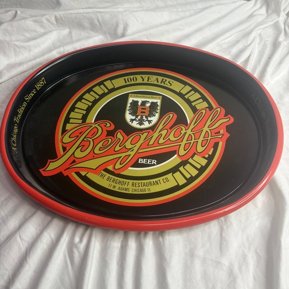 Vintage Berghoff Beer Tray 100 Years Chicago Restaurant Co Serving Barware - Picture 2 of 9